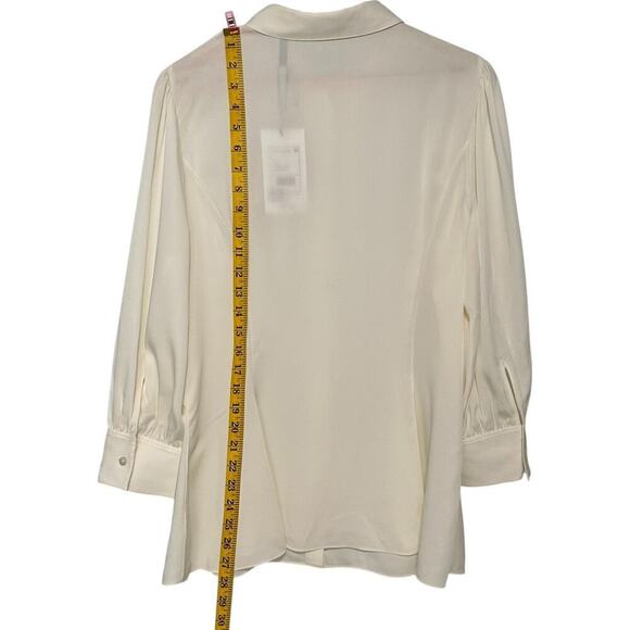 NWT Theory Flared Puff Sleeve Silk Blouse - Picture 5 of 10